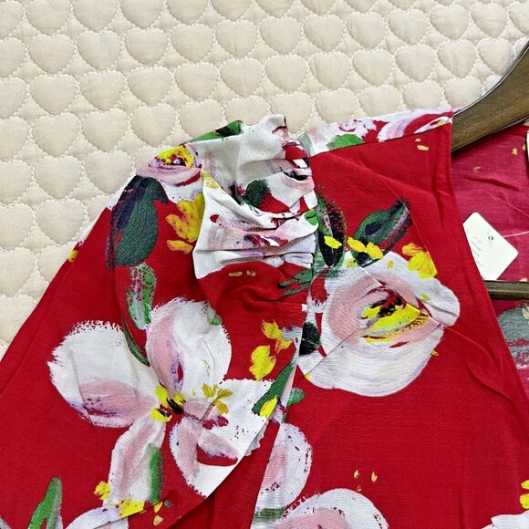 NWT Anthropologie Rosalia Red floral Wrap Midi Dress Size 6 - Picture 7 of 12